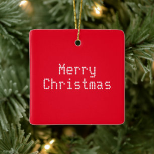 Ornamento De Cerâmica "Feliz Natal" branco vermelho