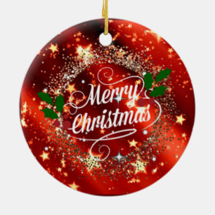 Ornamento De Cerâmica Feliz Natal, brilho e brilho