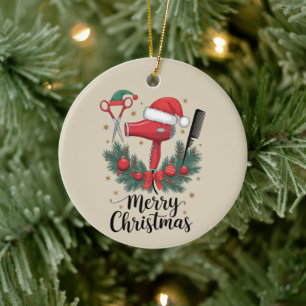 Ornamento De Cerâmica Feliz Natal Cabelereiro Cabeleireiro Natal Cabelo