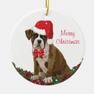 Ornamento De Cerâmica Feliz Natal Cachorro Bonito Xmas Santa Hat Festivo