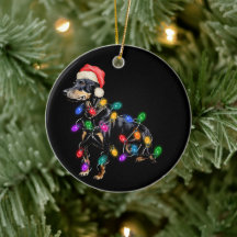 Feliz Natal Cachorro Enroscado em Luzes