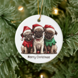 Ornamento De Cerâmica Feliz Natal Cachorros
