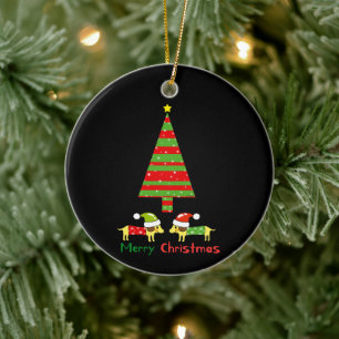 Ornamento De Cerâmica Feliz Natal (cães Papais noeis)