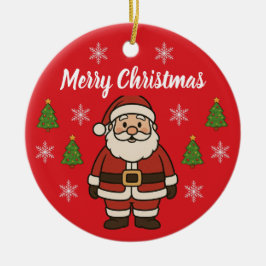 Ornamento De Cerâmica Feliz Natal Cartoon Papai Noel Diversão Vermelho