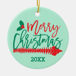 Ornamento De Cerâmica Feliz Natal Cena Holly Chiroprace