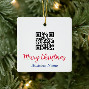 Ornamento De Cerâmica Feliz Natal, Código QR, Nome da Empresa