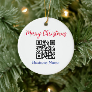 Ornamento De Cerâmica Feliz Natal, Código QR, Nome da Empresa, Vs 2