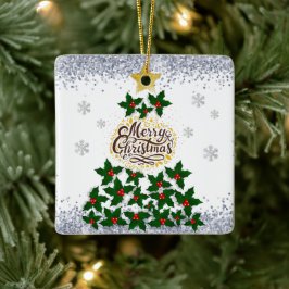 Ornamento De Cerâmica Feliz Natal com árvore de Natal