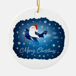 Ornamento De Cerâmica Feliz Natal com Papais noeis