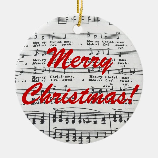 Ornamento De Cerâmica Feliz Natal da canção do Natal! (Frente)
