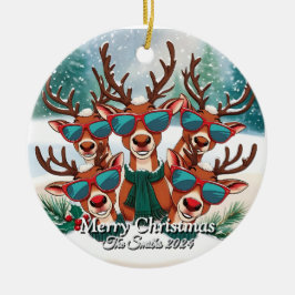 Ornamento De Cerâmica Feliz Natal da família moderna