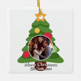 Ornamento De Cerâmica Feliz Natal da família moderna