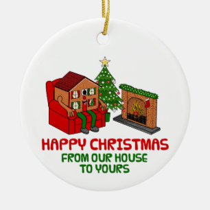 Ornamento De Cerâmica Feliz Natal Da Nossa Casa Para A Sua