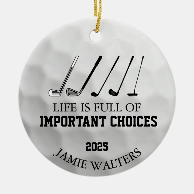 Ornamento De Cerâmica Feliz Natal De Golfe, Presentes Engraçados Para Go (Frente)