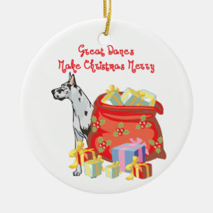 Ornamento De Cerâmica Feliz Natal de great dane