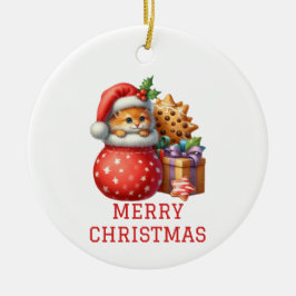 Ornamento De Cerâmica Feliz Natal de Kitten