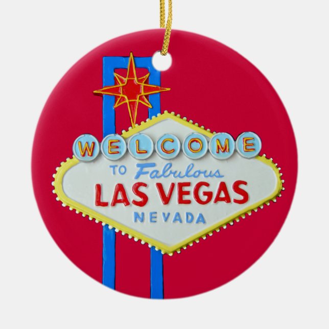 Ornamento De Cerâmica Feliz Natal de Las Vegas (Frente)