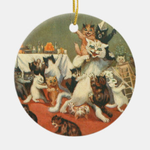 Ornamento De Cerâmica Feliz Natal de Louis Wain