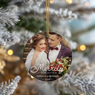 Ornamento De Cerâmica Feliz Natal de Recém-Casados