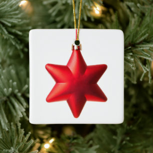 Ornamento De Cerâmica Feliz Natal, decoração de estrelas vermelhas com