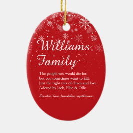 Ornamento De Cerâmica Feliz Natal Definição de Família Flocos de Neve
