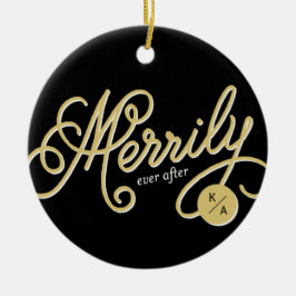 Ornamento De Cerâmica Feliz Natal Depois do Curly Script