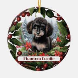 Ornamento De Cerâmica Feliz Natal do Teacup Phantom Poodle