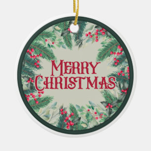 Ornamento De Cerâmica Feliz Natal Duplo SIded