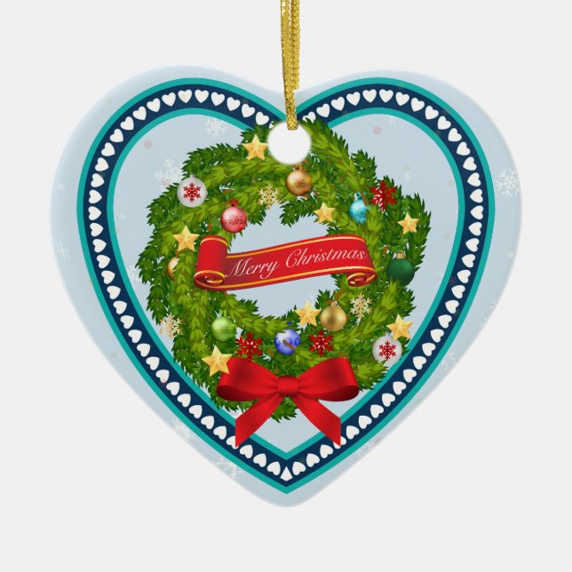 Ornamento De Cerâmica Feliz Natal e Feliz ano novo! (Frente)