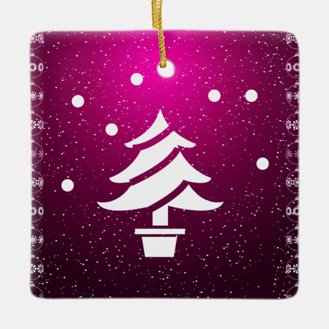 Ornamento De Cerâmica Feliz Natal e Feliz ano novo! (Frente)