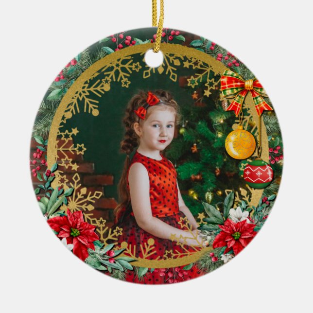 Ornamento De Cerâmica Feliz Natal e Feliz ano novo por Amor (Frente)