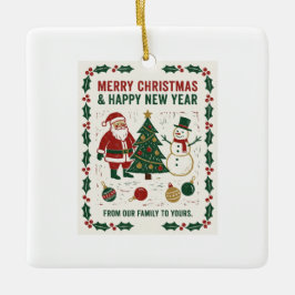 Ornamento De Cerâmica Feliz Natal e um Feliz Ano Novo