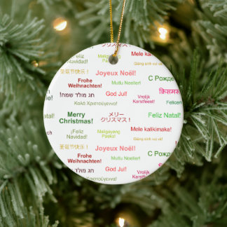 Ornamento De Cerâmica Feliz Natal em diferentes línguas do mundo