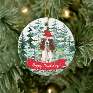 Ornamento De Cerâmica Feliz Natal English Springer Spaniel