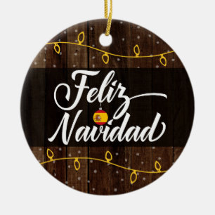 Ornamento De Cerâmica Feliz Natal espanhol, Feliz Navidad
