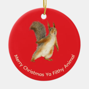 Ornamento De Cerâmica Feliz Natal Esquilo Animal Engraçado Obsceno