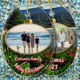 Ornamento De Cerâmica Feliz Natal Família 0828