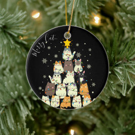 Ornamento De Cerâmica Feliz Natal Feliz Gatinho-Natal Árvore de Gatos