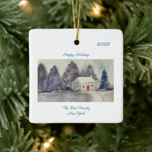 Ornamento De Cerâmica Feliz Natal Feriado, Algodão Neve
