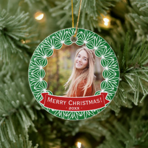 Ornamento De Cerâmica Feliz Natal Feriado Personalizado Foto de Férias