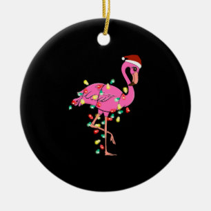Ornamento De Cerâmica Feliz Natal Flamingo