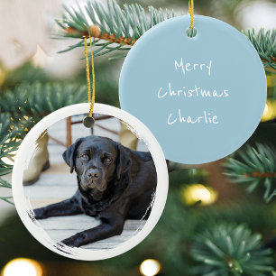 Ornamento De Cerâmica Feliz Natal Foto Personalizada Cachorro Pet Modern