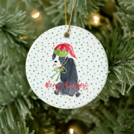 Ornamento De Cerâmica Feliz Natal Francês Buldogue Holly NAME Festivo