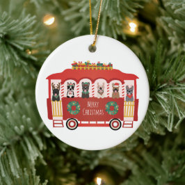 Ornamento De Cerâmica Feliz Natal Francês Bulldog Foliday Trolly