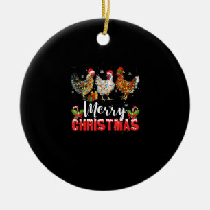 Ornamento De Cerâmica Feliz Natal Galinha Camisas Engraçadas Santa Hat L