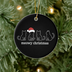 Ornamento De Cerâmica Feliz Natal Gatinho Fofinho Gatos Papai Noel