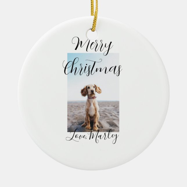 Ornamento De Cerâmica Feliz Natal gato de estimação presentes de Natal (Frente)