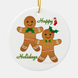 Ornamento De Cerâmica Feliz Natal Gingercake Man Boy