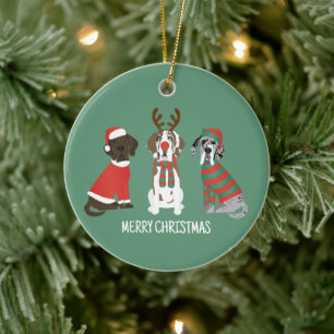 Ornamento De Cerâmica Feliz Natal - Grande Dane Dogs