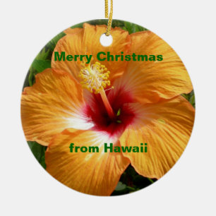 Ornamento De Cerâmica Feliz Natal Hibiscus